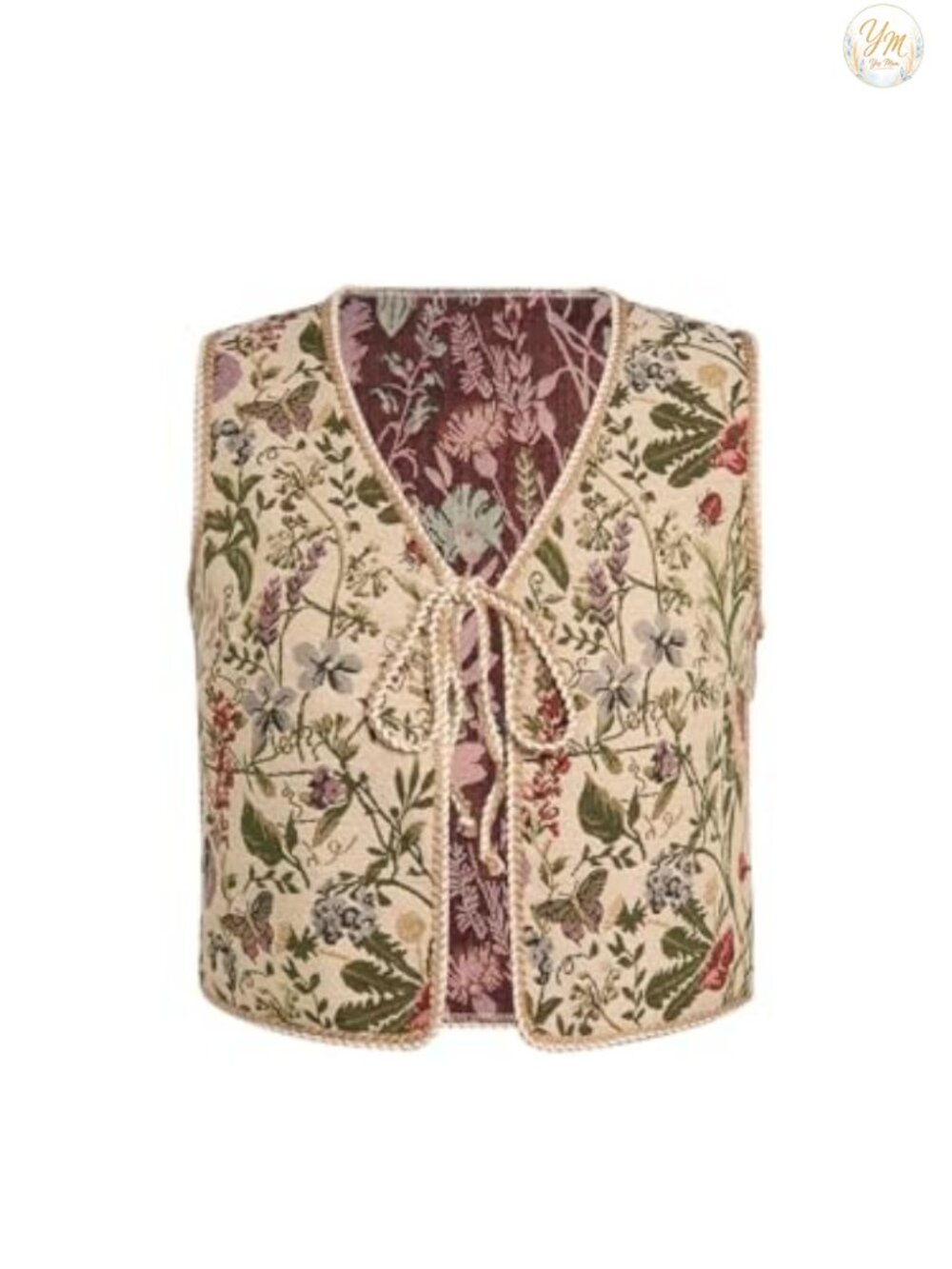 Embroidered Vest Top Sleeveless Tie Front Western Cropped Country Concert Boho